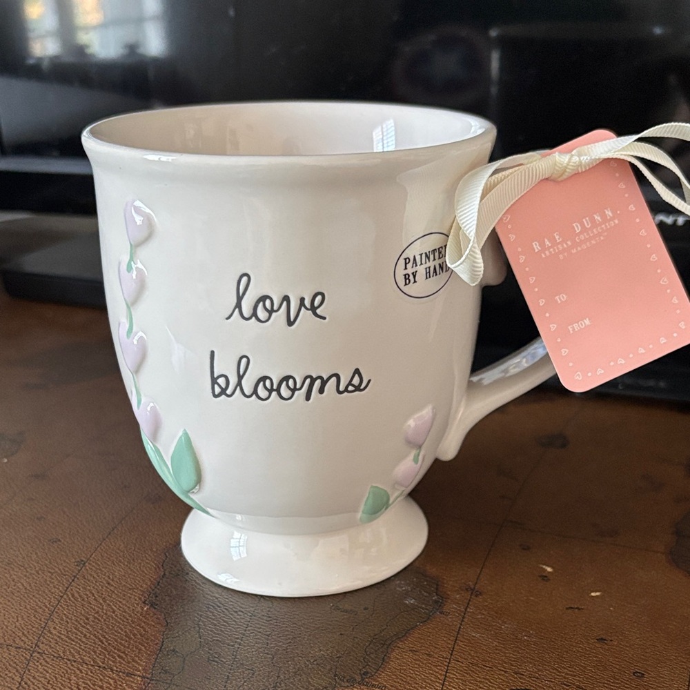 Rae Dunn Love Blooms Mug - White with Pastel Accents
